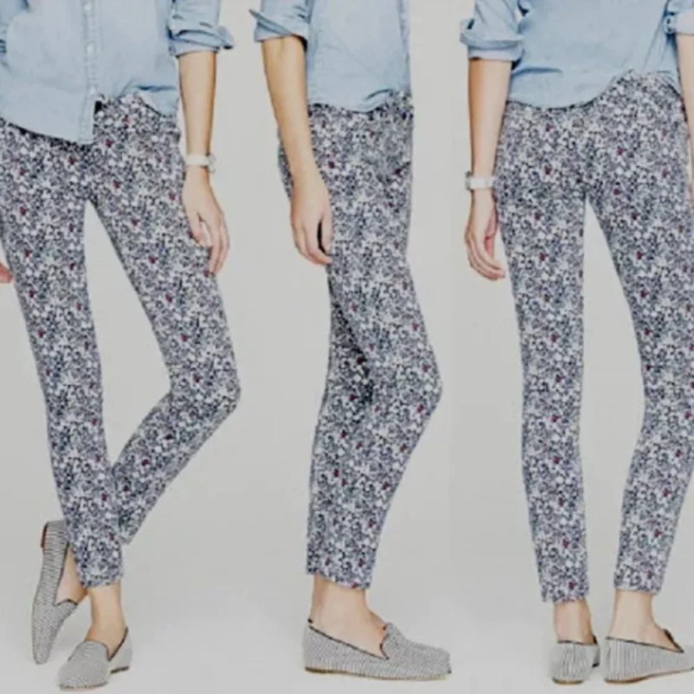 J. Crew Liberty Floral Print Toothpick Skinny Ankle Jeans Size 25
